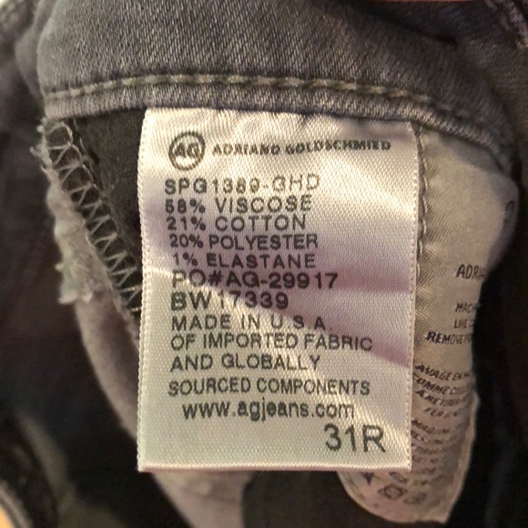Like new grey AG legging ankle jeans. 31r - Picture 3 of 4